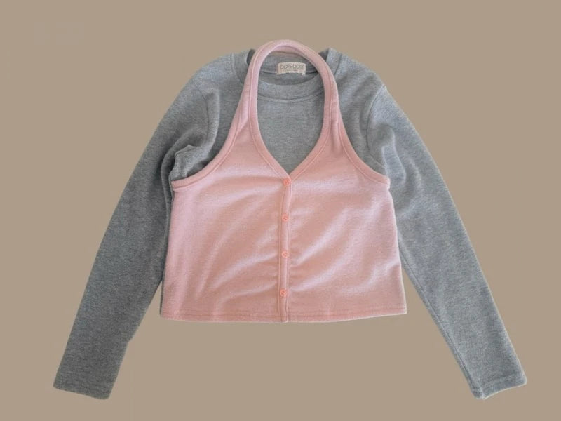 Little Foxx – Mongsil Peach Halter Cardigan Tee