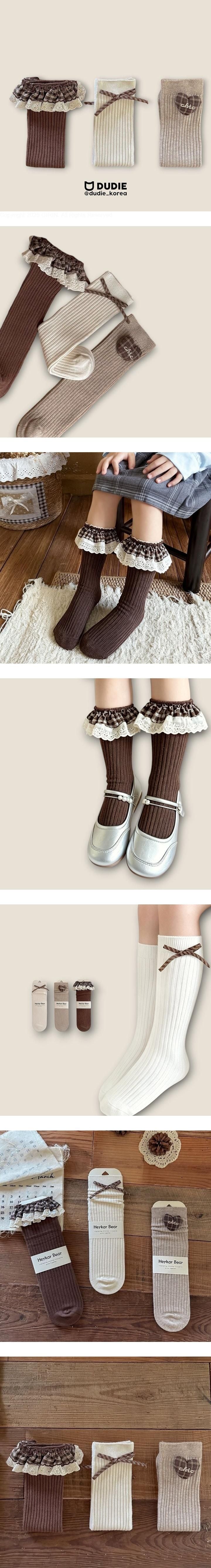 Little Foxx – Heart Brown Knee Socks 3-Pack Socks Set