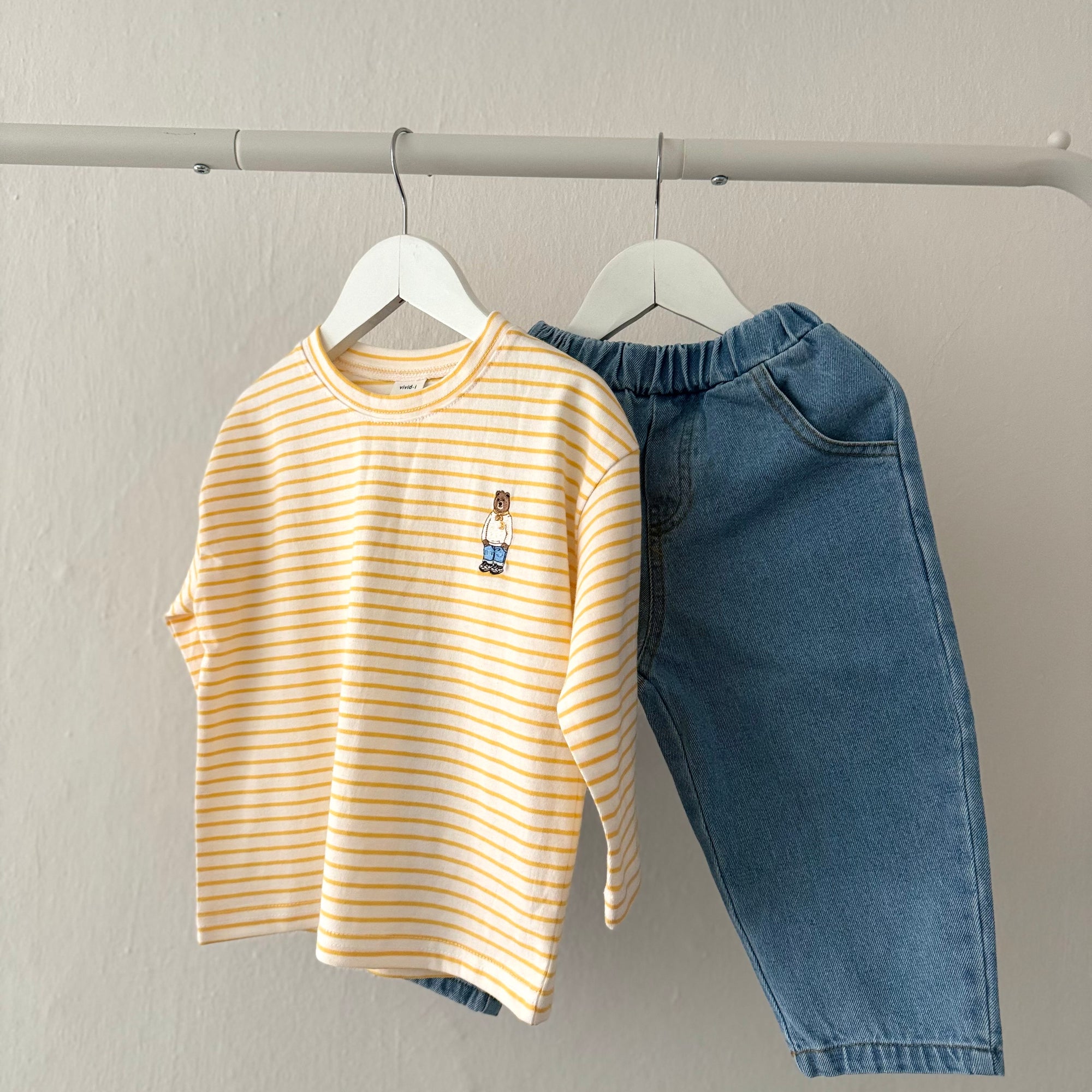 Stripe Bear Embroidery Tee find Stylish Fashion for Little People- at Little Foxx Concept Store