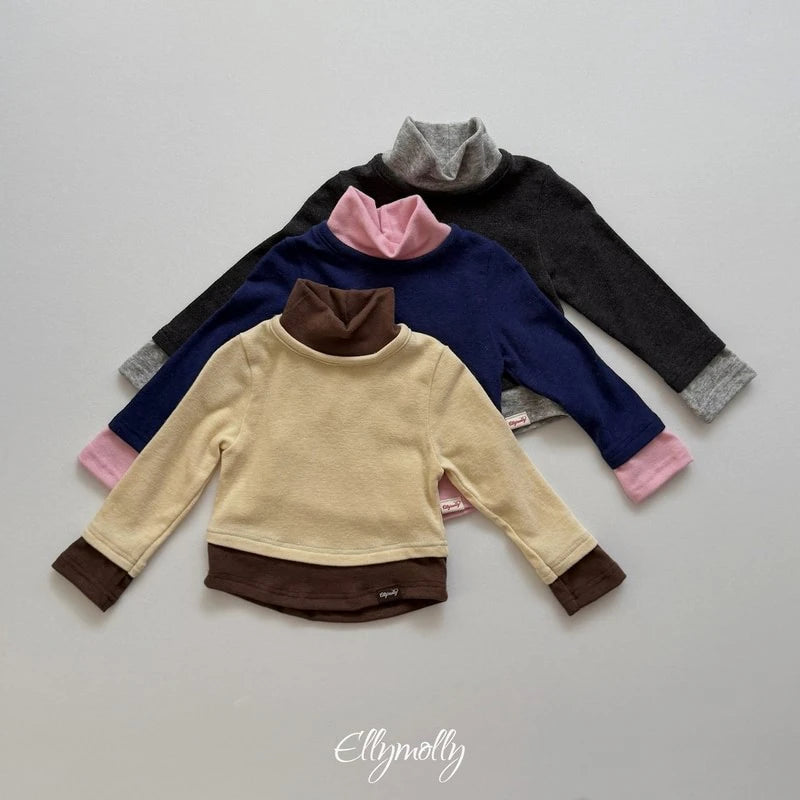 Little Foxx – Brush Color Block Mock Neck Tee
