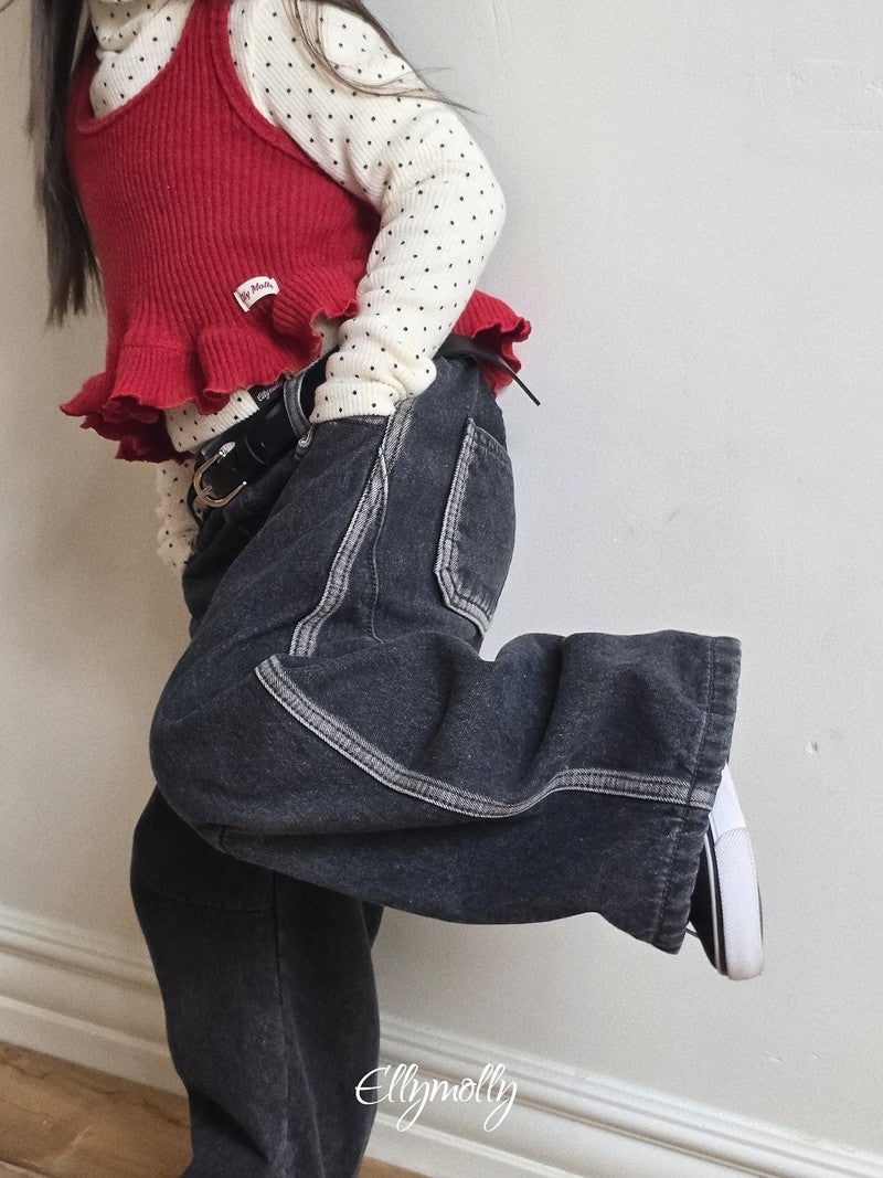 Little Foxx – Line Work Fleeced Denim Pants