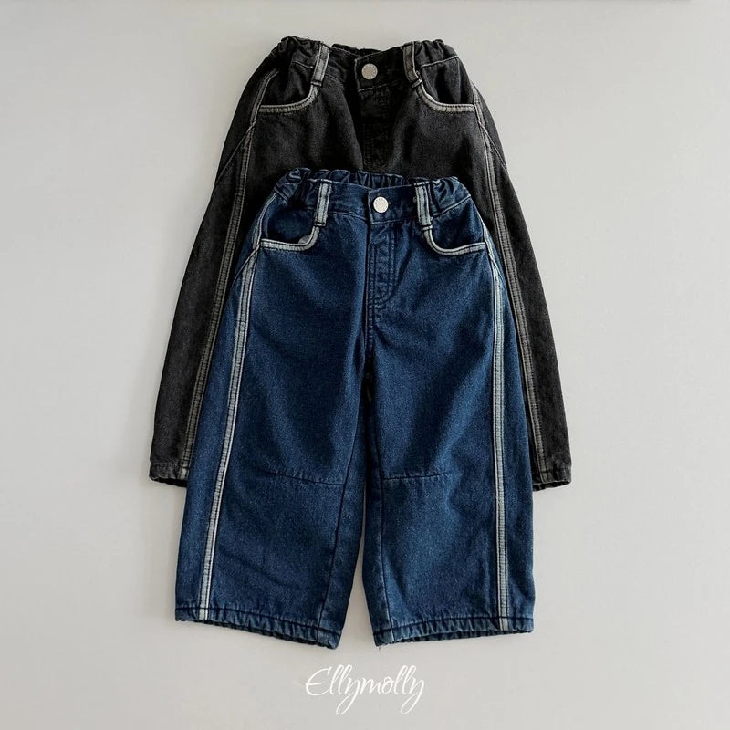 Little Foxx – Line Work Fleeced Denim Pants
