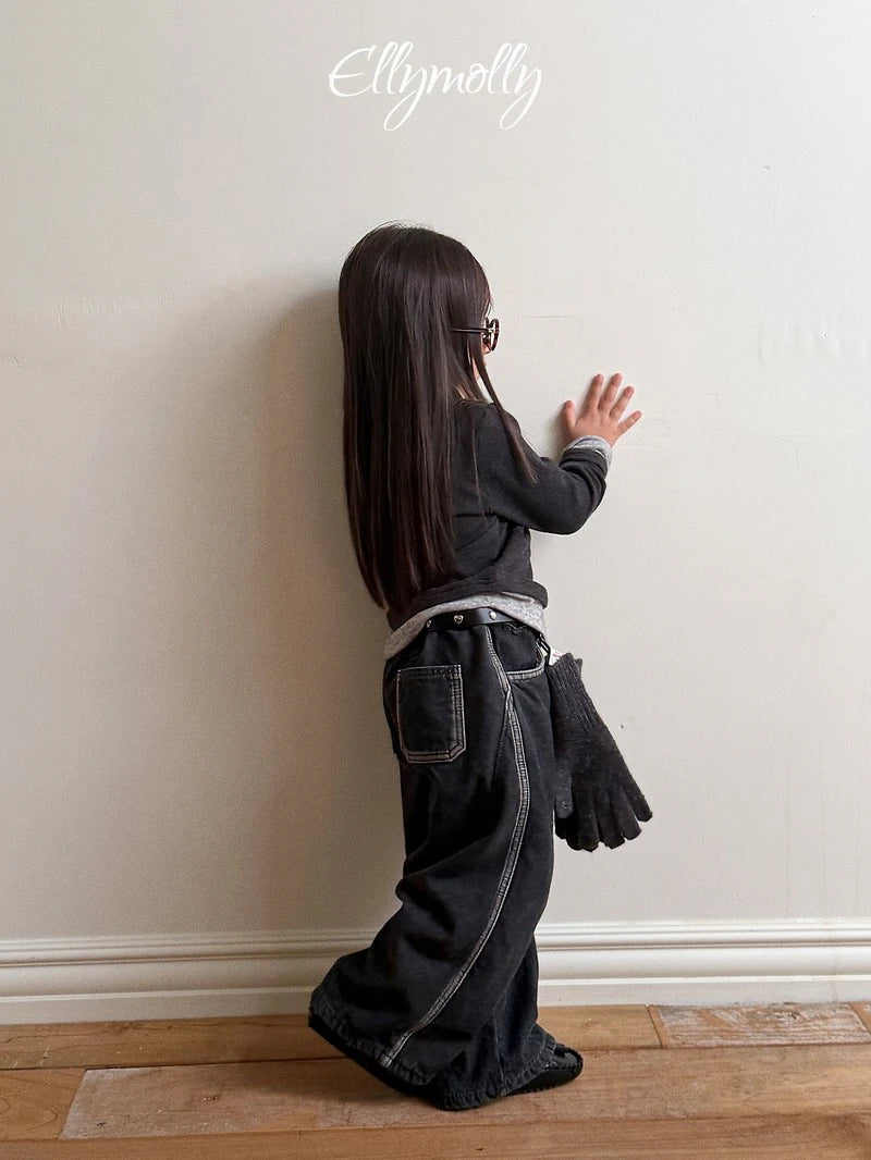 Little Foxx – Line Work Fleeced Denim Pants