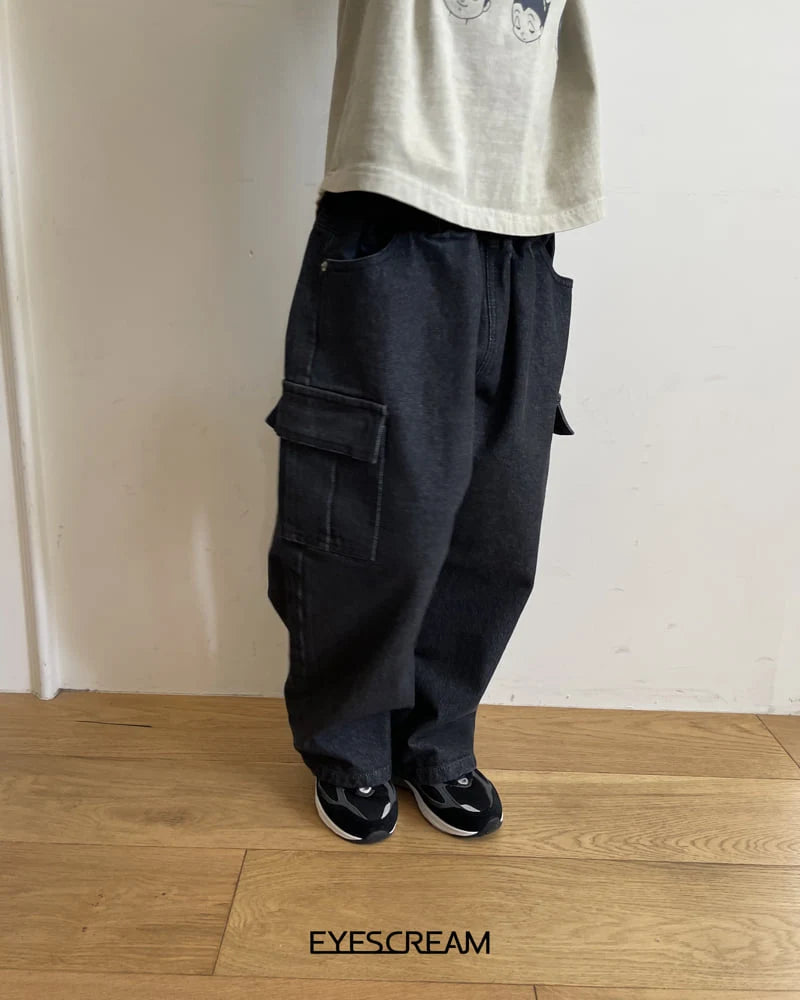 Little Foxx – Black Cargo Denim Pants