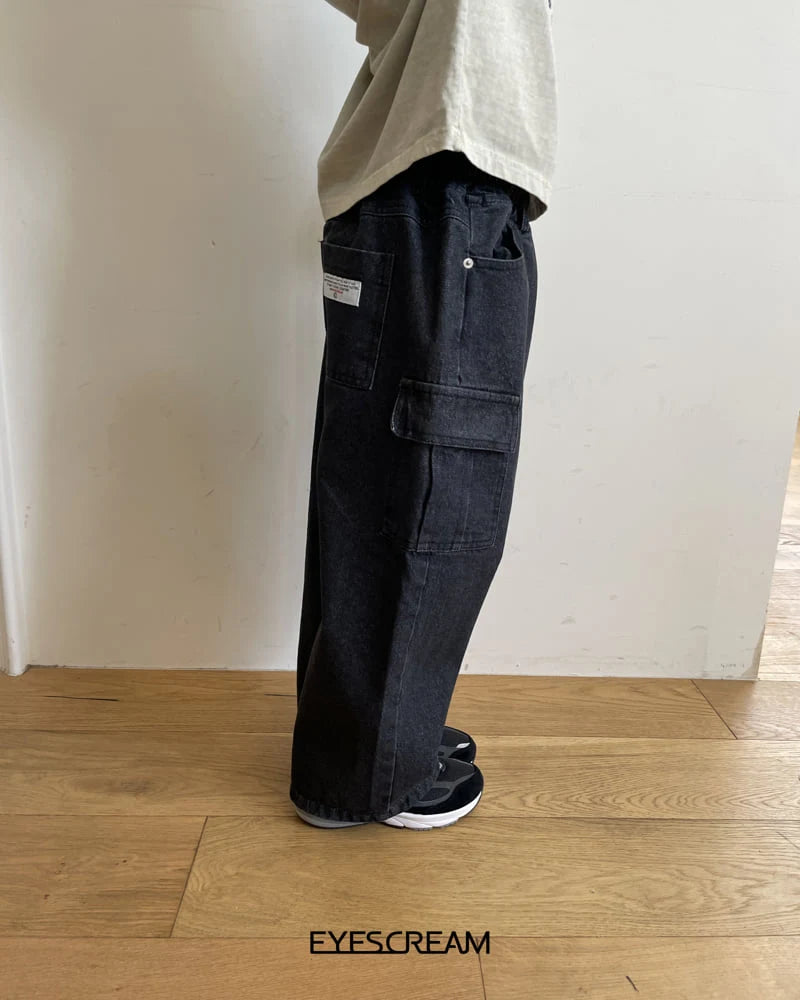 Little Foxx – Black Cargo Denim Pants