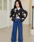 Fleece Wide Denim Pants