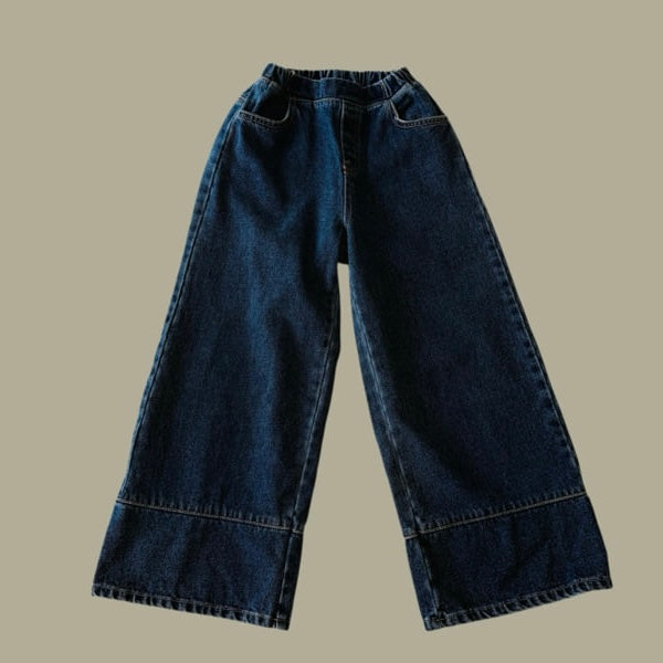 Fleece Wide Denim Pants