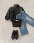 Little Foxx – High Neck Vegan Leather Jacket