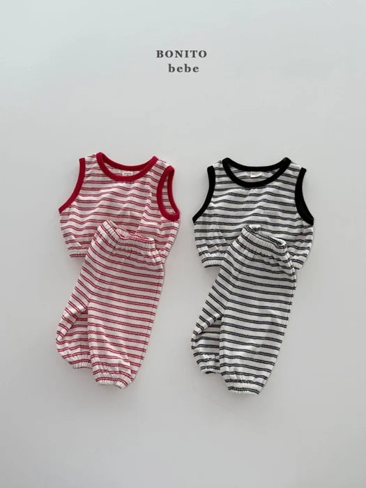 Bebe Stripe Terry Vest Top Bottom Set_byLittleFox_jetztvorbestellen