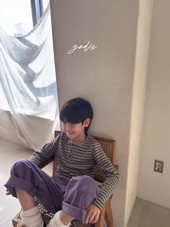 Little Foxx – Striped Rib Button Tee