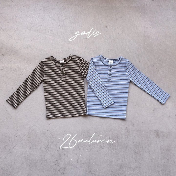Little Foxx – Striped Rib Button Tee