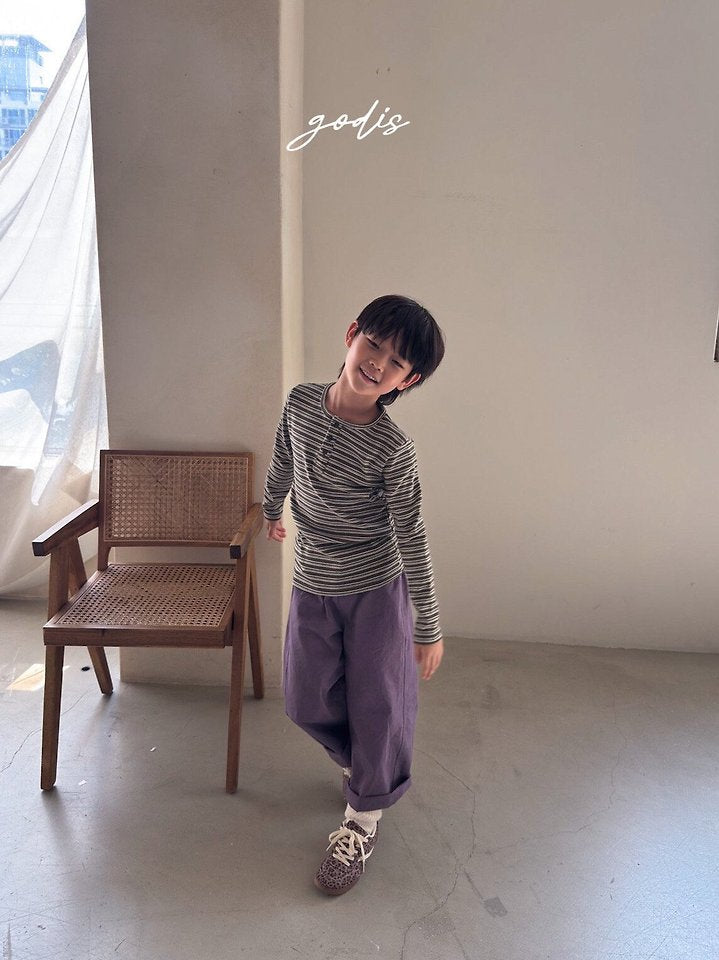 Little Foxx – Striped Rib Button Tee