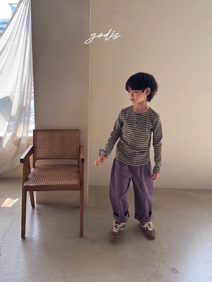 Little Foxx – Striped Rib Button Tee