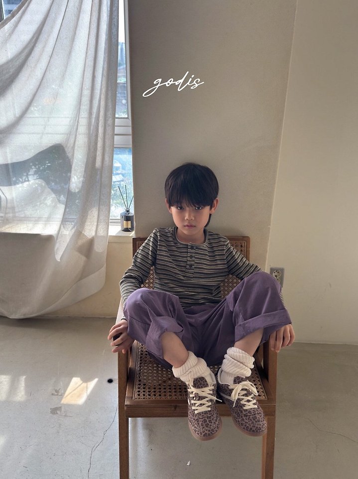 Little Foxx – Striped Rib Button Tee
