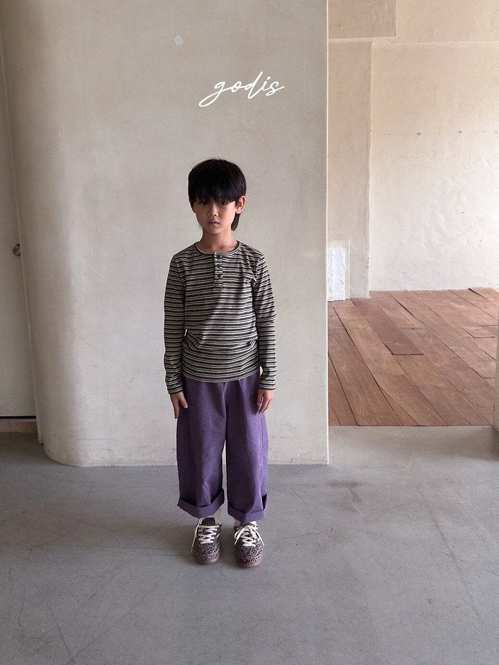 Little Foxx – Striped Rib Button Tee