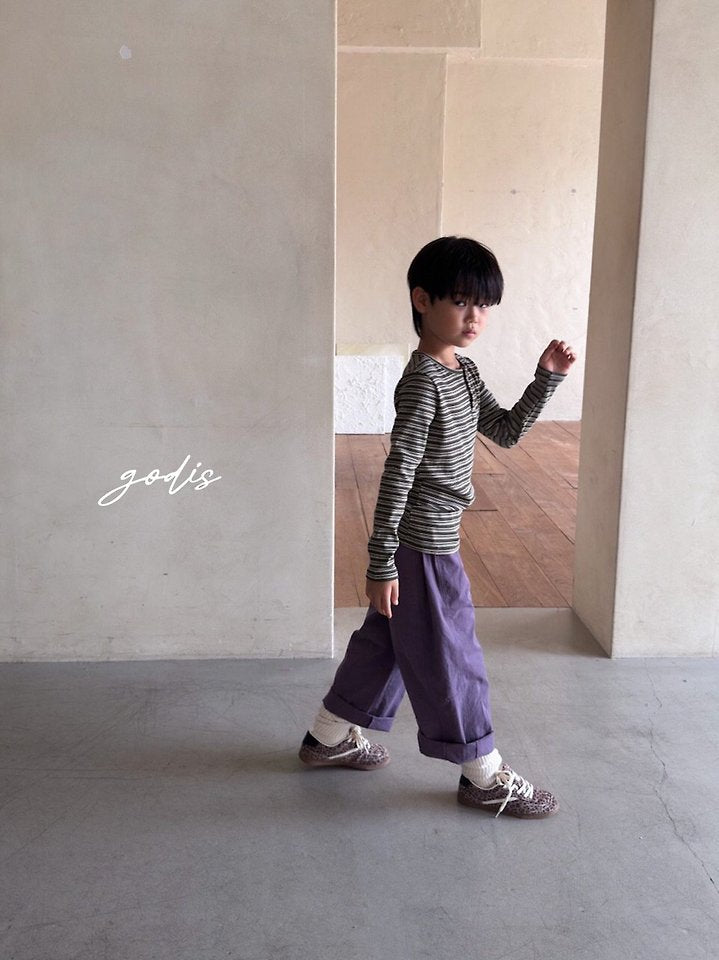 Little Foxx – Striped Rib Button Tee