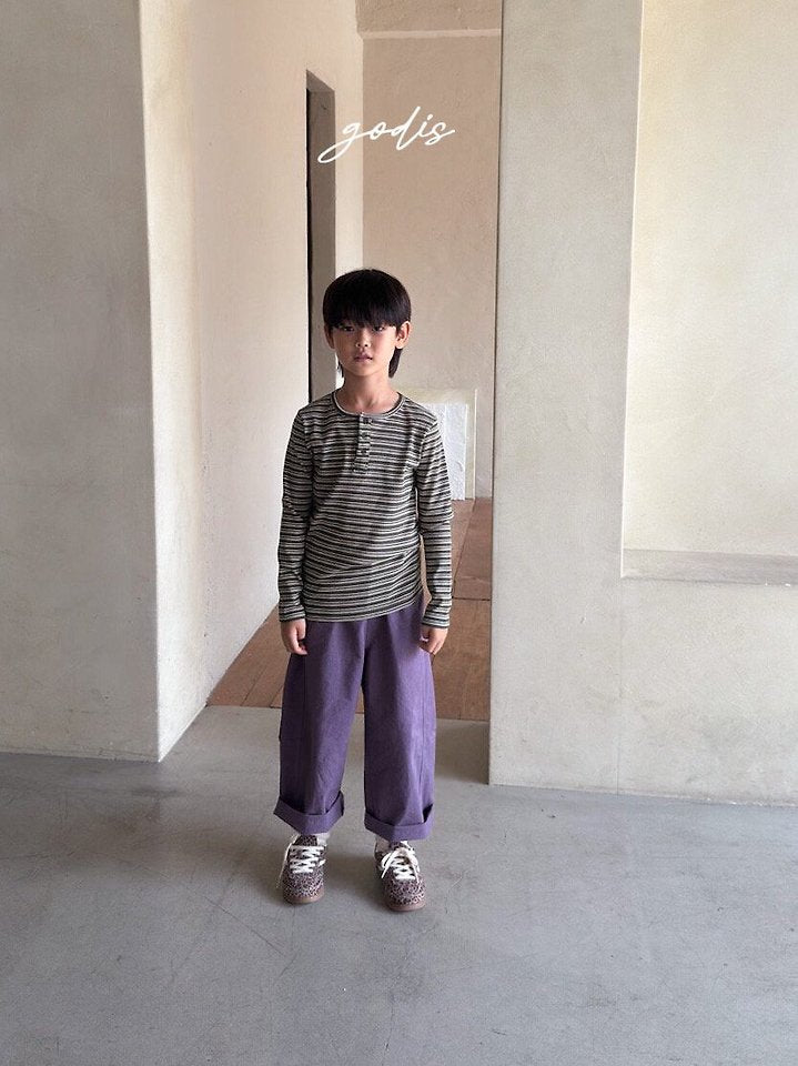 Little Foxx – Striped Rib Button Tee