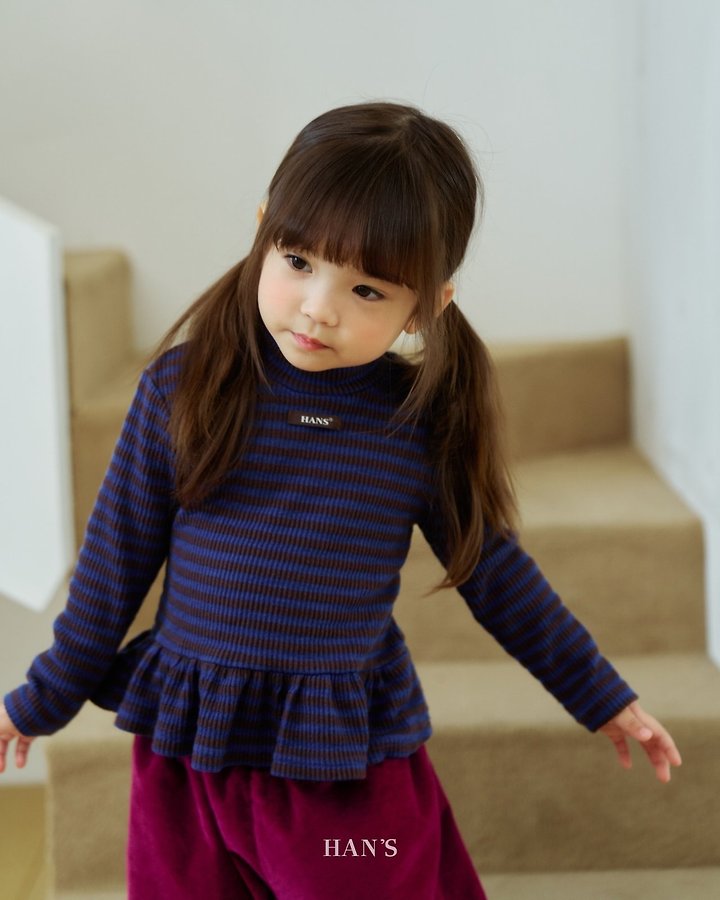 Little Foxx – Striped Frill Mock Neck Tee