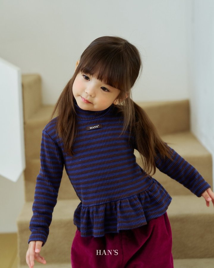 Little Foxx – Striped Frill Mock Neck Tee