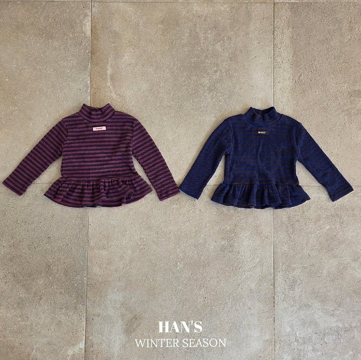 Little Foxx – Striped Frill Mock Neck Tee