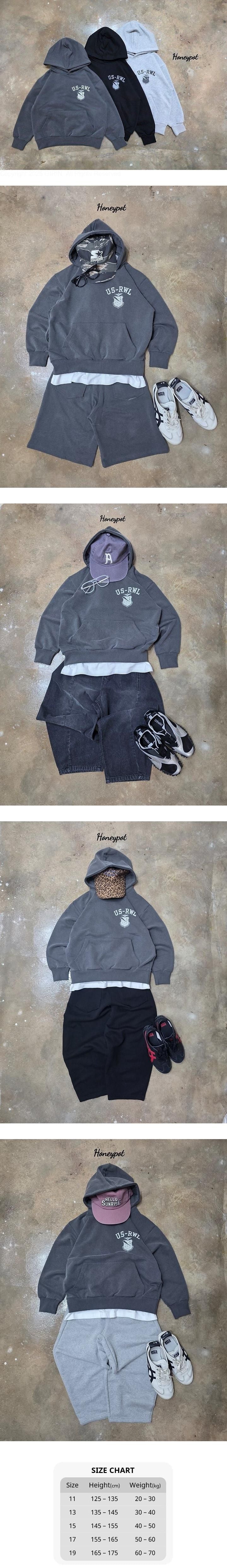 Little Foxx – US Hooded Tee-Charcoal