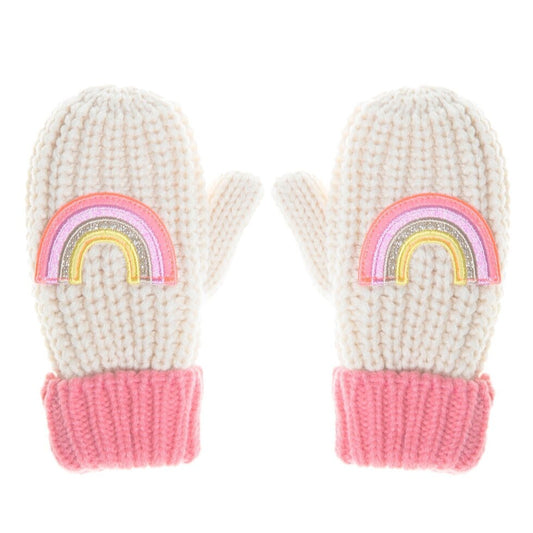 Disco Rainbow Knitted Mittens