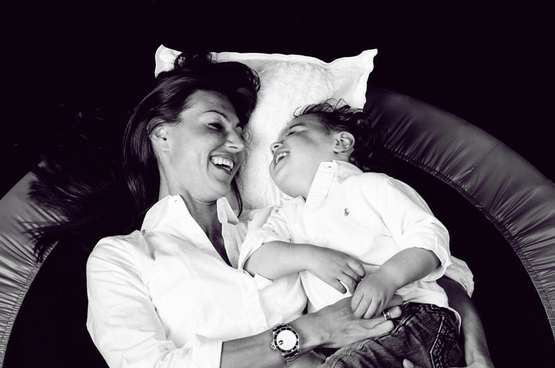 Bella, founder of Little Foxx, with her son Henry