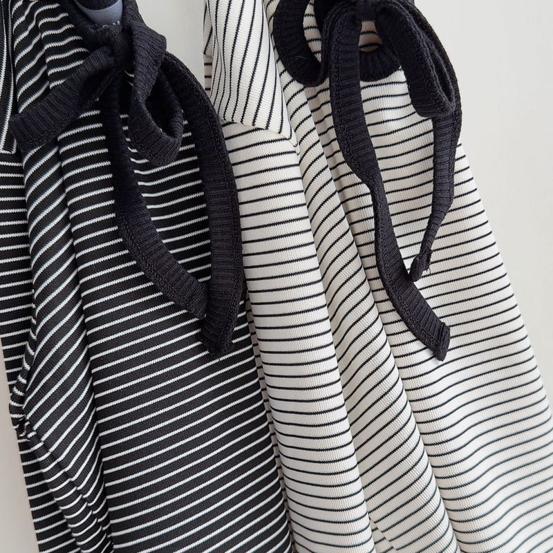 Little Foxx – Ribbon Strap Striped Tee
