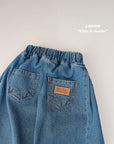 Little Foxx – Side Pleats Wide Denim Pants