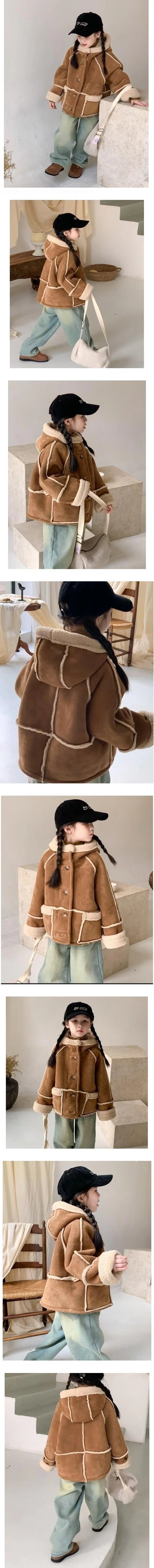 Little Foxx – Camel Hooded Shearling Jacket