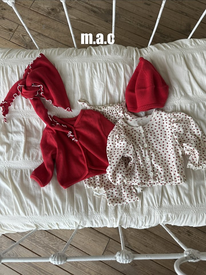 Little Foxx – Strawberry Eyelet Cardigan Set