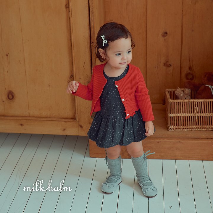 Little Foxx – Heart Ribbed Cardigan Set