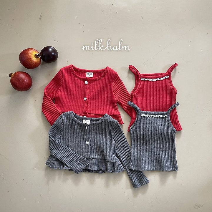 Little Foxx – Heart Ribbed Cardigan Set