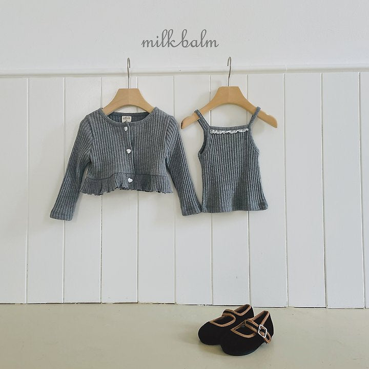 Little Foxx – Heart Ribbed Cardigan Set