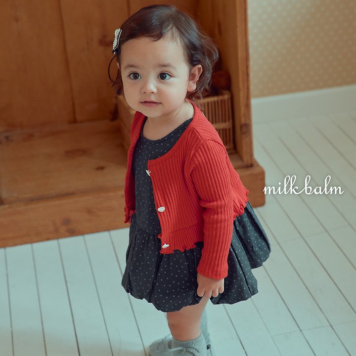 Little Foxx – Heart Ribbed Cardigan Set