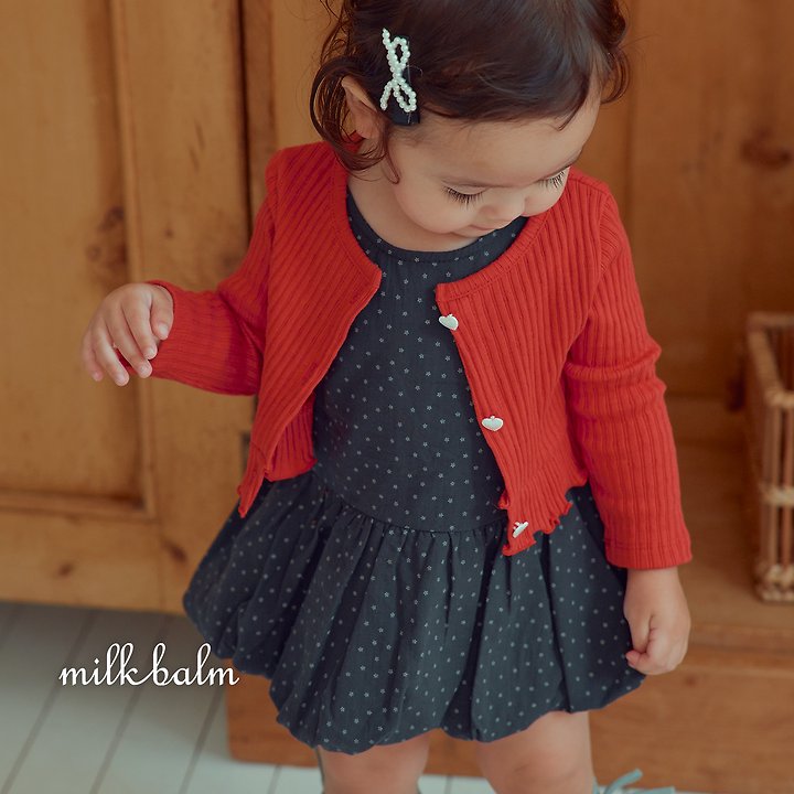 Little Foxx – Heart Ribbed Cardigan Set