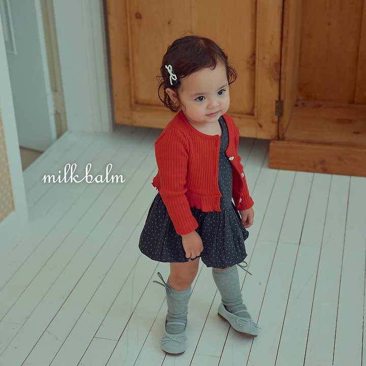 Little Foxx – Heart Ribbed Cardigan Set