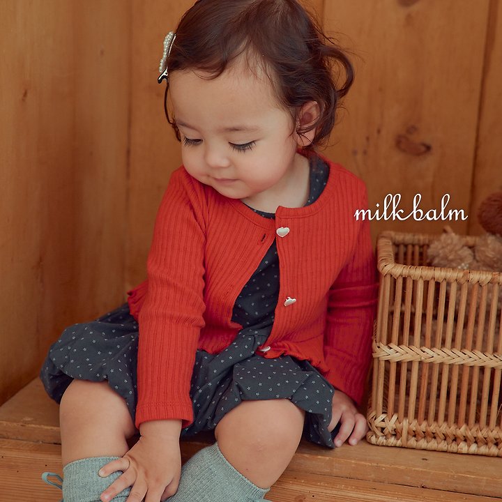Little Foxx – Heart Ribbed Cardigan Set