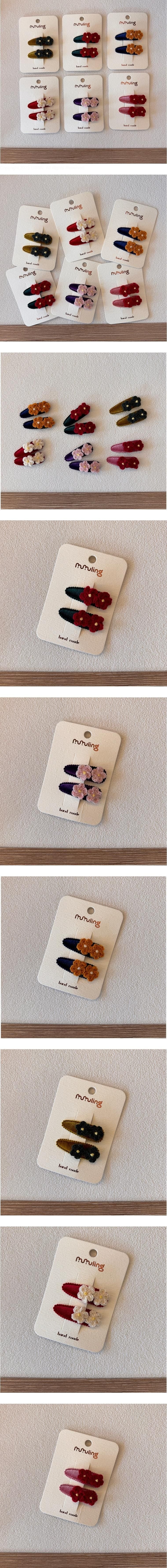 Little Foxx – Flower Velvet Snap Hair Pin Set