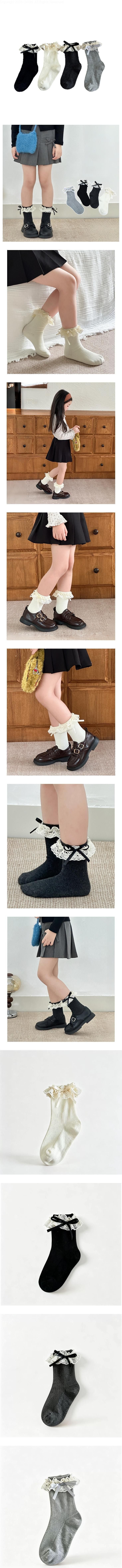 Little Foxx – Cream Lace Ribbon Socks