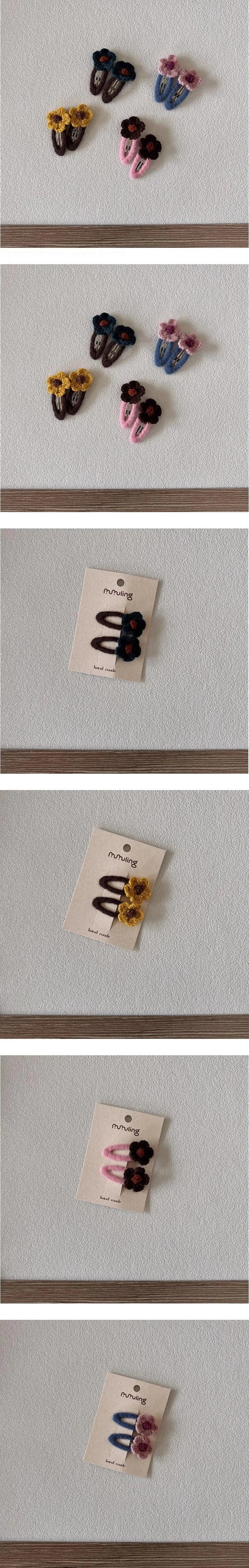 Little Foxx – Flower Knit Snap Hair Pin Set