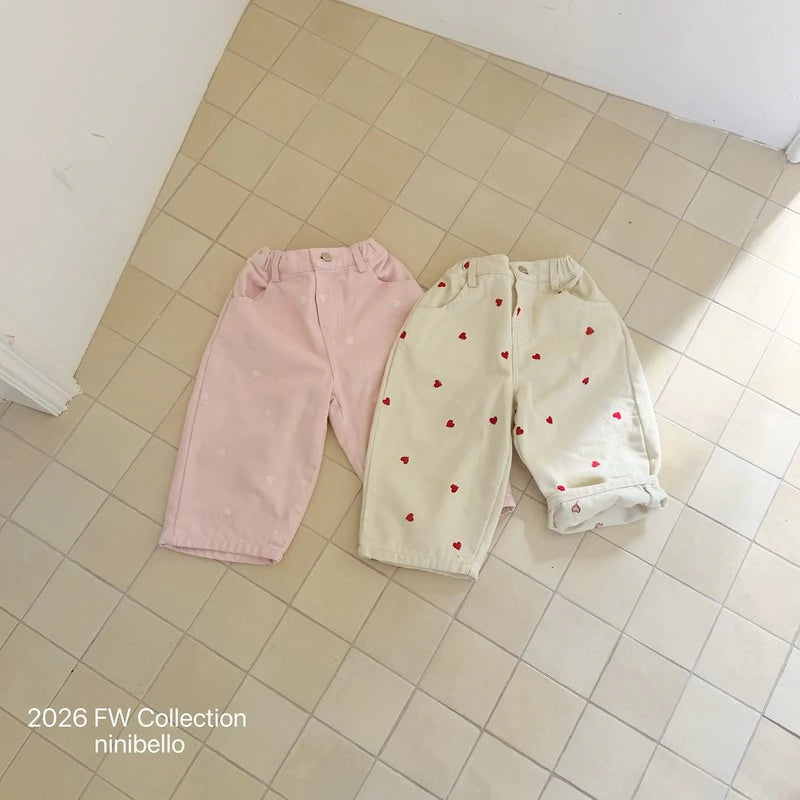 Little Foxx – Milk Heart Embroidery Pants