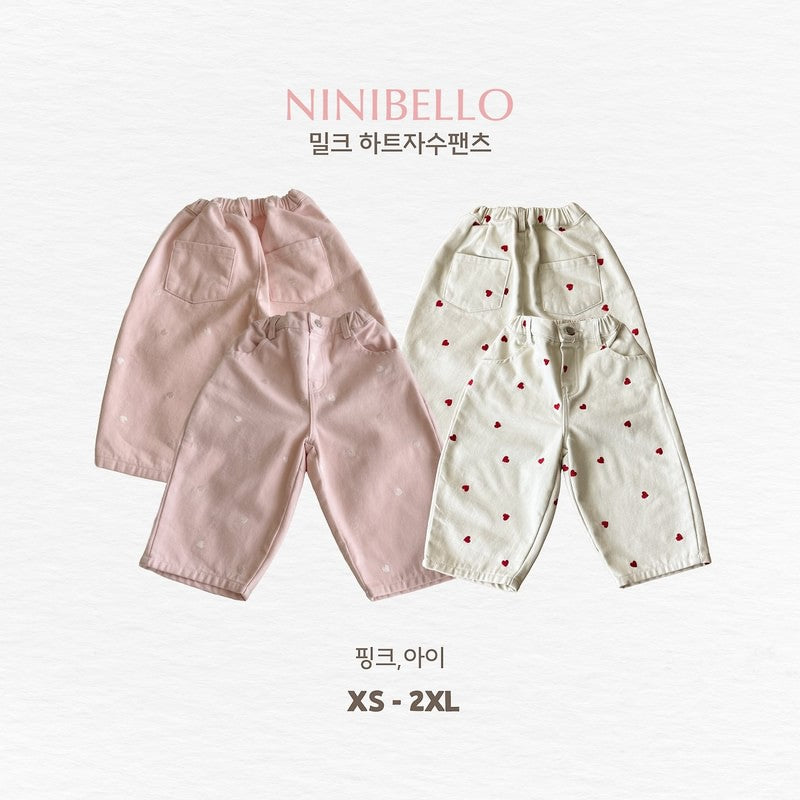 Little Foxx – Milk Heart Embroidery Pants