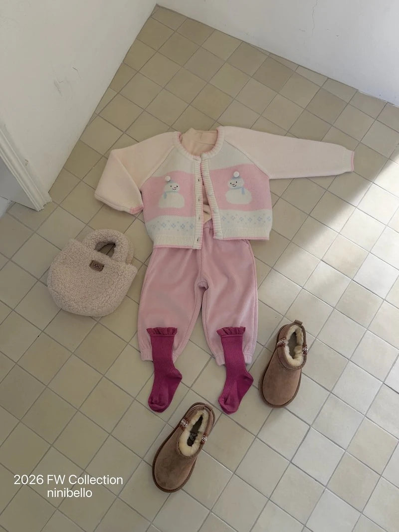 Snowman Knit Cardigan – Größen S–L, Größentabelle im letzten Bild