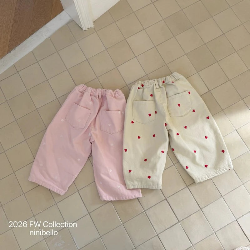 Little Foxx – Milk Heart Embroidery Pants