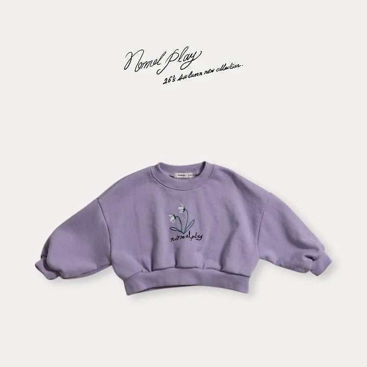 Little Foxx – Double Flower Embroidered Crop Sweatshirt