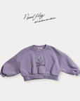 Little Foxx – Double Flower Embroidered Crop Sweatshirt