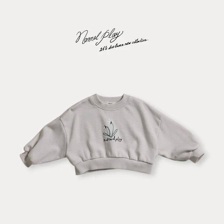 Little Foxx – Double Flower Embroidered Crop Sweatshirt