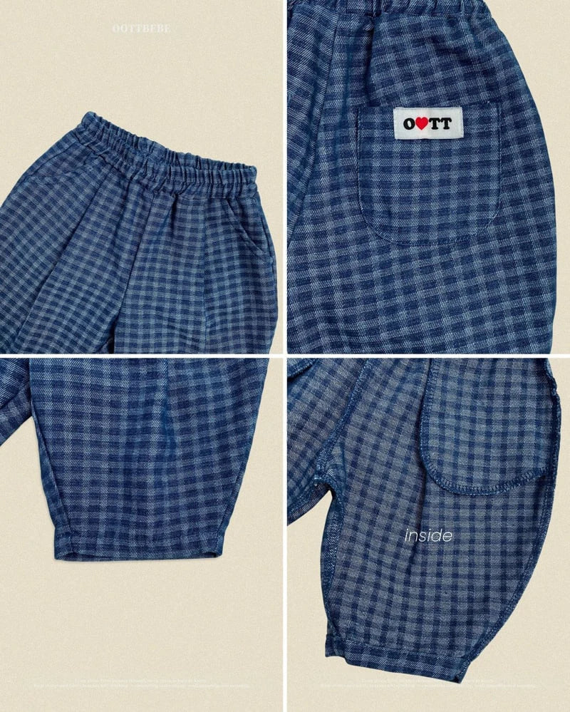 Denim Check Pants