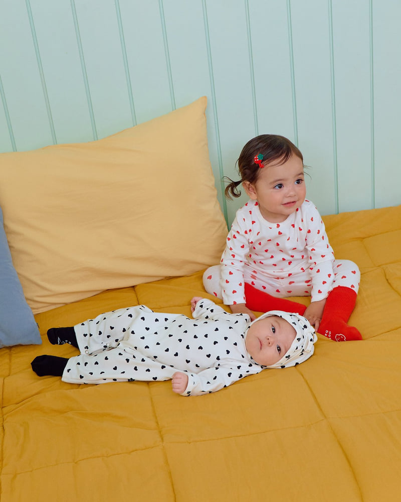 Petit Heart Full Bodysuit + Bonnet Set (Bebe)